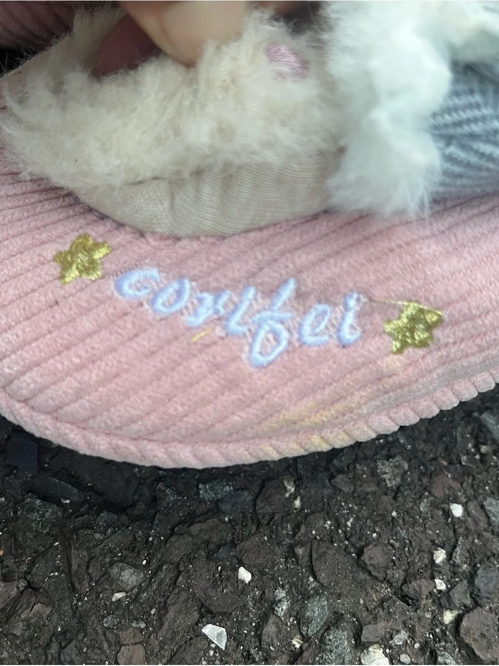 Kids Pink Bear Plush Slip-On Slippers with Cozy Lined Insole